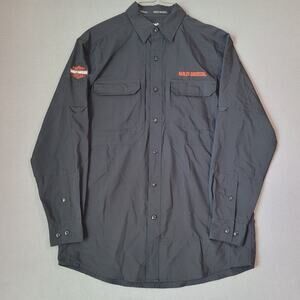 VTG Harley-Davidson Men’s Black Biker Shirt M Y2K Logo Vented Back Casual EUC